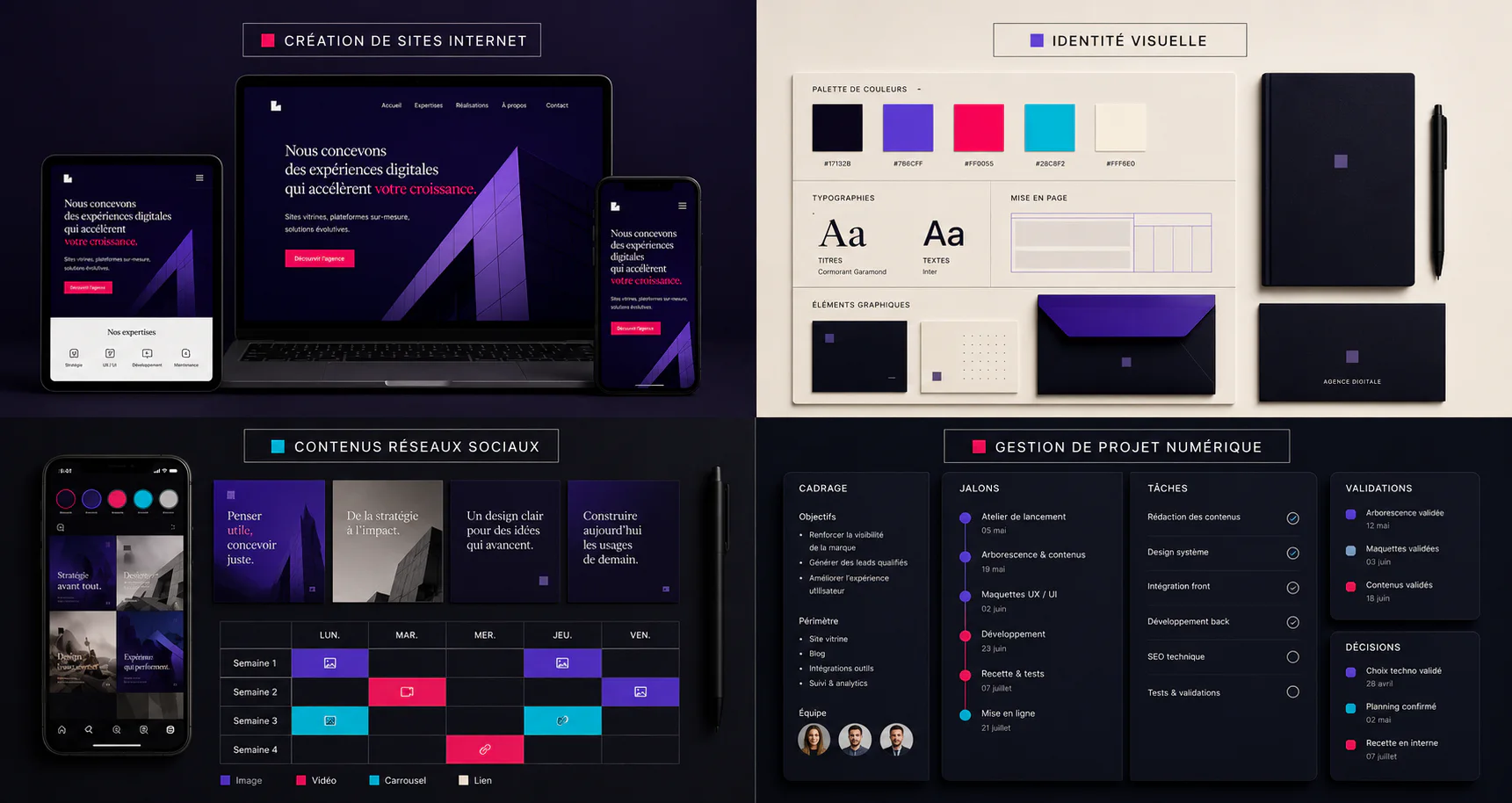 Composition de projets web, identité visuelle et communication digitale LoViT