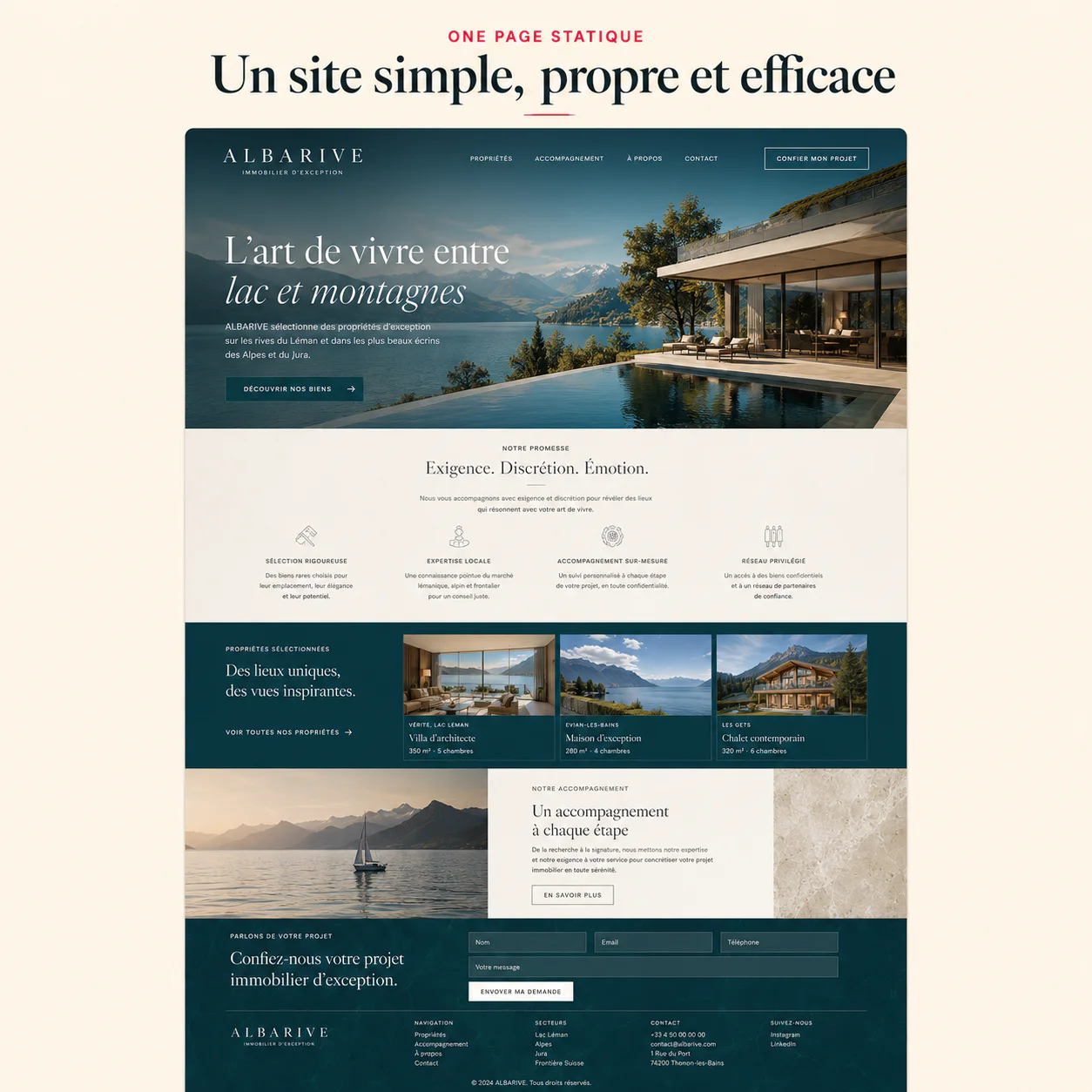 Exemple de one page statique clair et léger