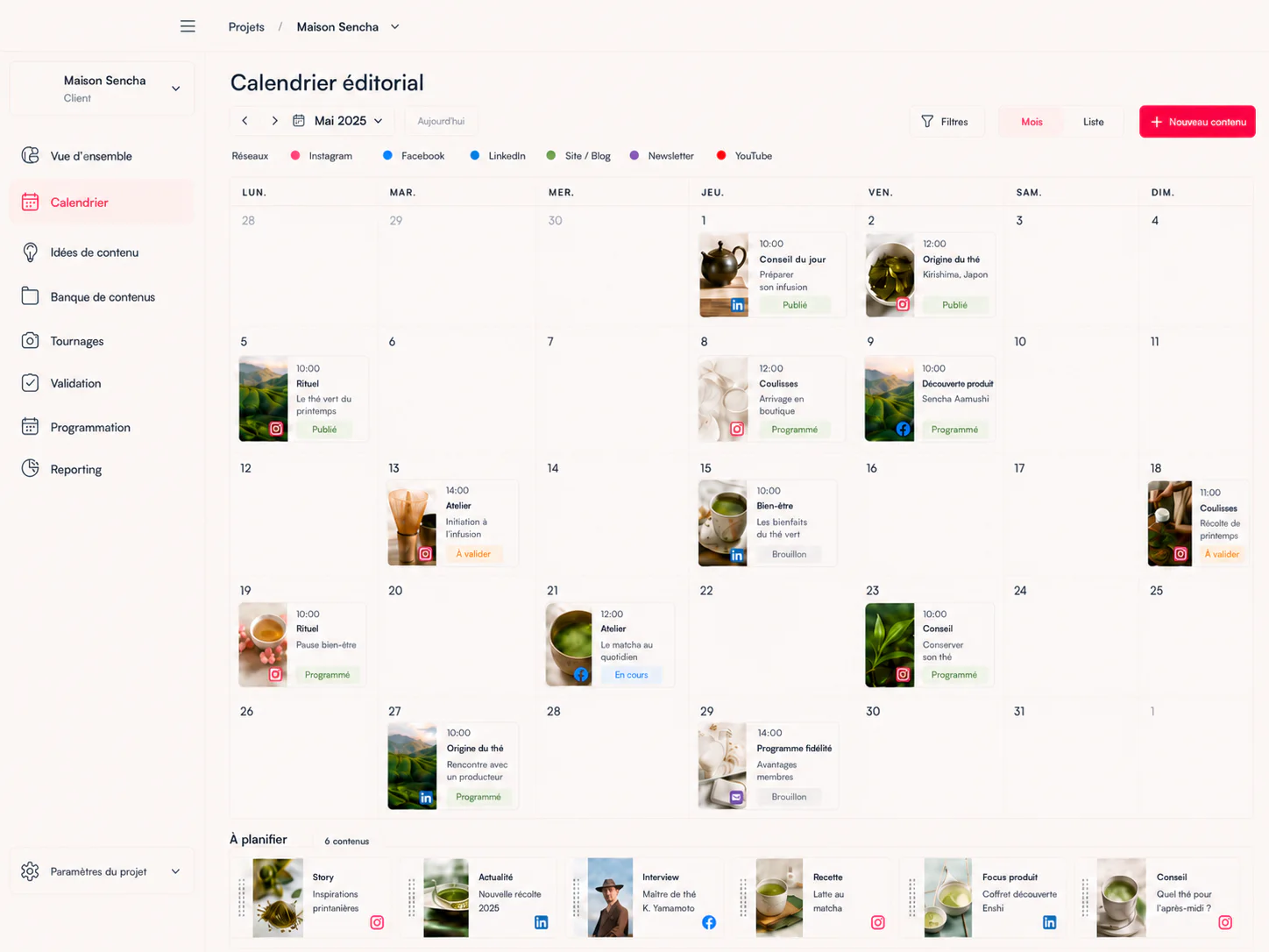 Grille de contenus pour réseaux sociaux